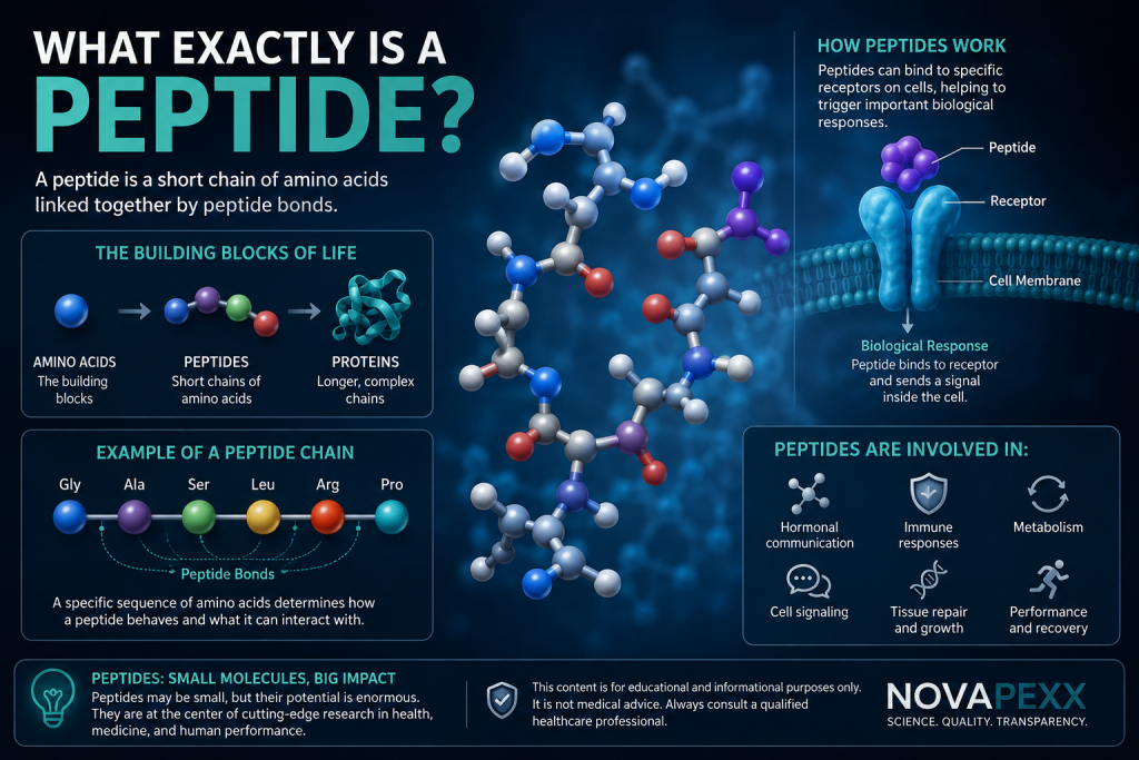 What exactly is a peptide showing amino acids, peptide chains and protein structures
